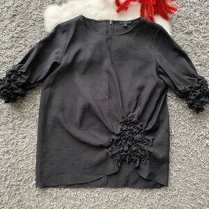 COS Black Ruched Modal Blouse